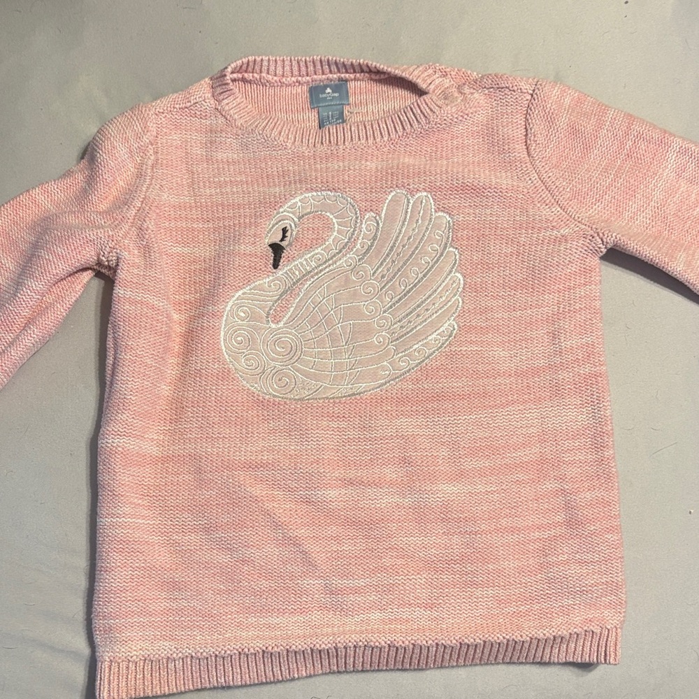 GAP Pink Sweater with White Swan Applique